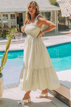 Load image into Gallery viewer, Khaki Plaid Ruffled Sleeve Smocked Maxi Dress