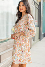 Load image into Gallery viewer, Yellow Boho Floral V Neck Ruffled Empire Waist Long Sleeve Mini Dress