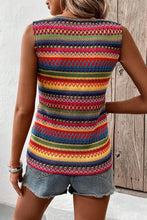 Load image into Gallery viewer, Yellow Ethnic Wavy Pattern Round Neck Sleeveless Top