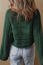 Load image into Gallery viewer, Smoke Gray Hollow-out Cable Knit Cropped Sweater