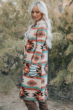 Load image into Gallery viewer, Multicolor Geometric Color Block Open Front Long Cardigan