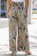Load image into Gallery viewer, Multicolor Floral Print Shirred High Waist Wide Leg Casual Pants