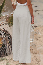 Load image into Gallery viewer, Khaki Smocked Wide Waistband High Waist Wide Leg Pants