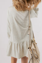 Load image into Gallery viewer, White Solid Color Puff Sleeve Ruffle Hem Mini Dress
