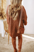 Load image into Gallery viewer, Parchment Cable Knit Drop Shoulder Loose Fit Sweater Dress
