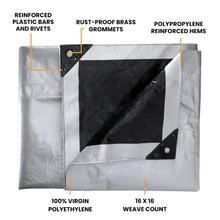 Load image into Gallery viewer, 14’ x 16’ Super Heavy Duty Poly Tarp