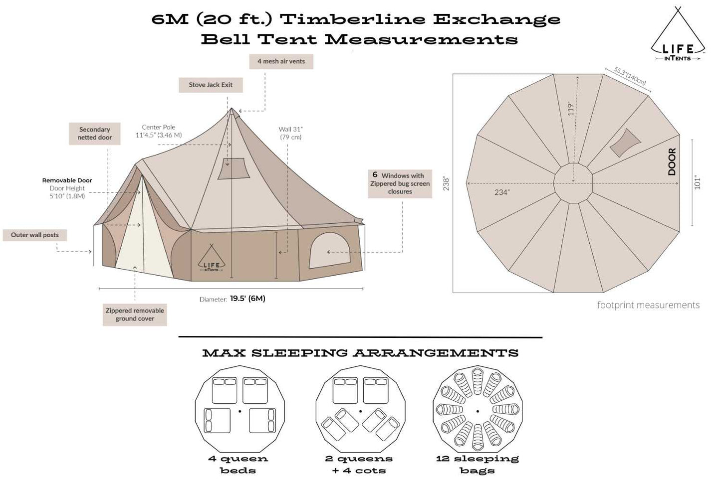 Life In Tents 20' (6M) Timberline Exchange™ Bell Tent