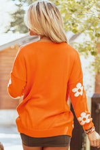 Load image into Gallery viewer, Black Floral Print Knitted Open Front Loose Cardigan