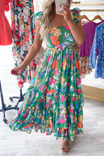 Load image into Gallery viewer, Pink Floral Print Sleeveless Ruffle Tiered Maxi Dress