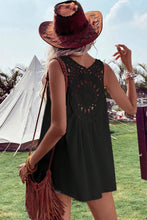 Load image into Gallery viewer, Black Bohemian Crochet Patchwork Sleeveless Tunic