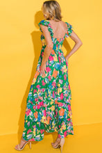 Load image into Gallery viewer, Pink Floral Print Sleeveless Ruffle Tiered Maxi Dress