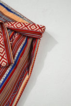 Load image into Gallery viewer, Red Boho Ethnic Striped Print Tie Waist Wide Leg Pants