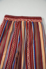 Load image into Gallery viewer, Red Boho Ethnic Striped Print Tie Waist Wide Leg Pants