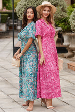 Load image into Gallery viewer, Sky Blue Paisley Print Boho Holiday Ruffle Tiered Maxi Dress