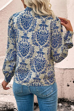 Load image into Gallery viewer, Sky Blue Bohemian Printed Bishop Sleeve Lace Shirt