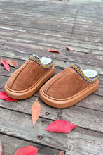 Load image into Gallery viewer, Chestnut Contrast Edge Suede Plush Lined Thick Sole Winter Slippers