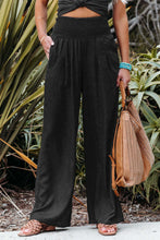 Load image into Gallery viewer, Khaki Smocked Wide Waistband High Waist Wide Leg Pants