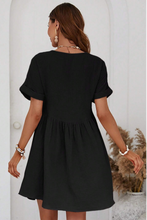 Load image into Gallery viewer, Beige Folded Short Sleeve Lace V Neck Mini Dress