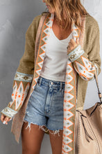 Load image into Gallery viewer, Blue Aztec Print Open Front Knitted Cardigan