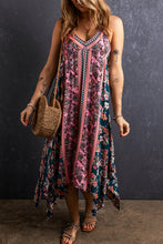 Load image into Gallery viewer, Pink Bohemian Floral Patchwork Print Long Sundress
