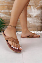 Load image into Gallery viewer, White Braided Strap PU Leather Flip Flop