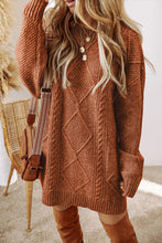 Load image into Gallery viewer, Parchment Cable Knit Drop Shoulder Loose Fit Sweater Dress