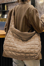 Load image into Gallery viewer, Light French Beige Quilted Zipper Large Shoulder Bag