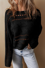 Load image into Gallery viewer, Smoke Gray Hollow-out Cable Knit Cropped Sweater