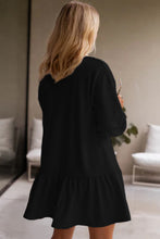 Load image into Gallery viewer, White Solid Color Puff Sleeve Ruffle Hem Mini Dress