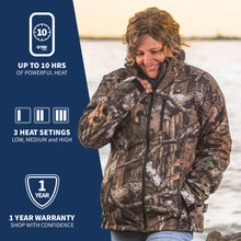 Load image into Gallery viewer, Sahara Women&#39;s Heated Hunting Jacket - Mossy Oak Camo