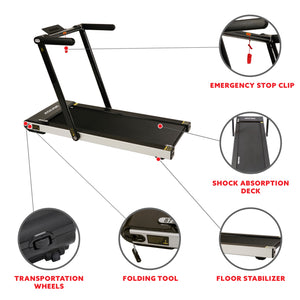 Sunny Health & Fitness Space Saving Commercial Treadmill, Slim Motorized Asuna