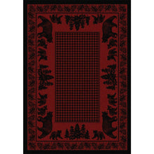 Load image into Gallery viewer, American Dakota Cabin Bear Family Rug - Red