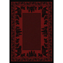 Load image into Gallery viewer, American Dakota Cabin Bear Family Rug - Red