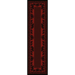 American Dakota Cabin Bear Family Rug - Red