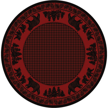 Load image into Gallery viewer, American Dakota Cabin Bear Family Rug - Red