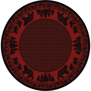 American Dakota Cabin Bear Family Rug - Red