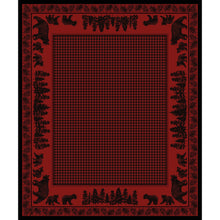 Load image into Gallery viewer, American Dakota Cabin Bear Family Rug - Red