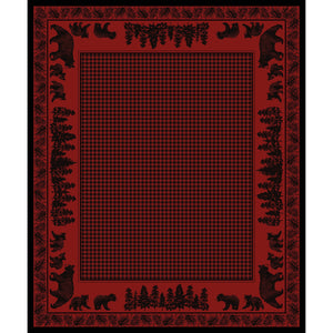 American Dakota Cabin Bear Family Rug - Red