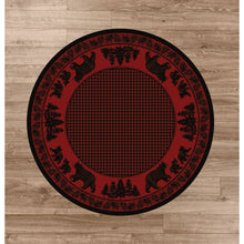 Load image into Gallery viewer, American Dakota Cabin Bear Family Rug - Red