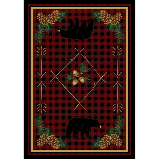 American Dakota Cabin Deep Woods Rug - Red