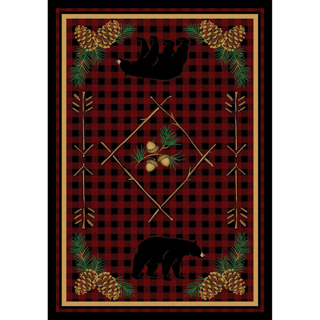 American Dakota Cabin Deep Woods Rug - Red