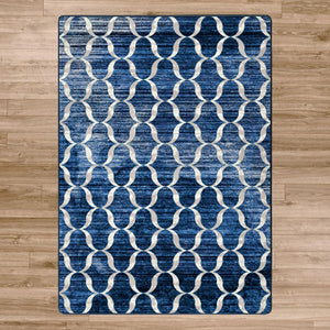 American Dakota Coastal Lattice Rug - Blue
