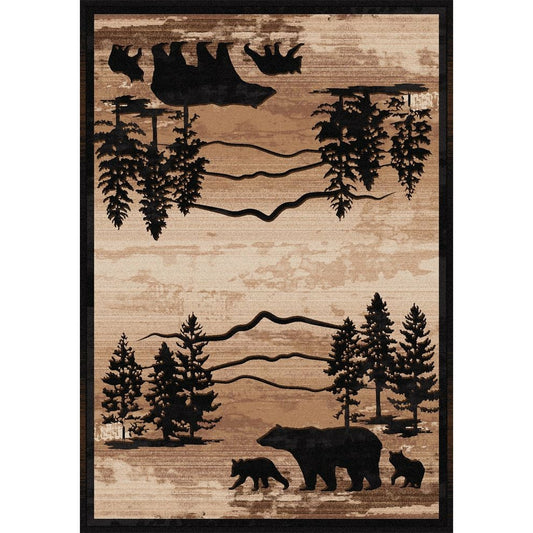 American Dakota Cabin Mountain Shadow Bear Rug - Natural