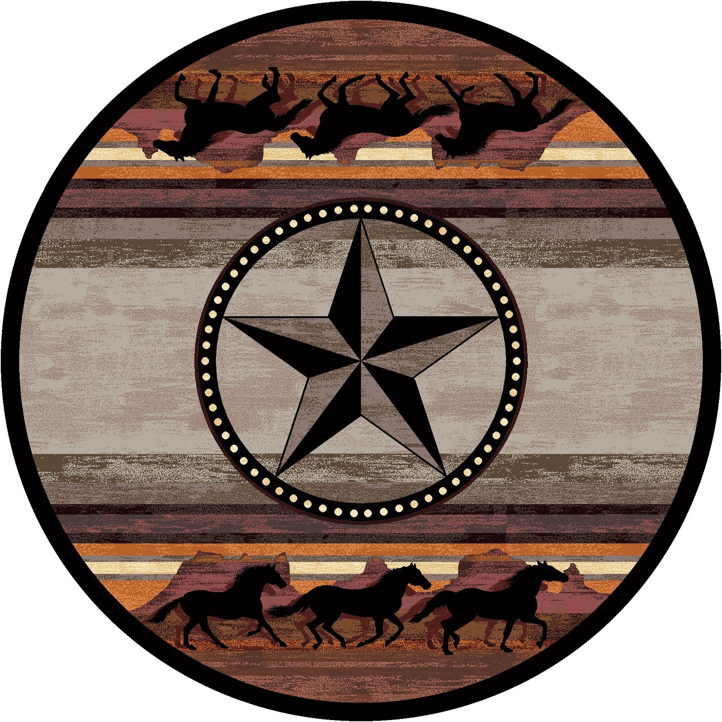 American Dakota Western Night Stampede Rug - Desert