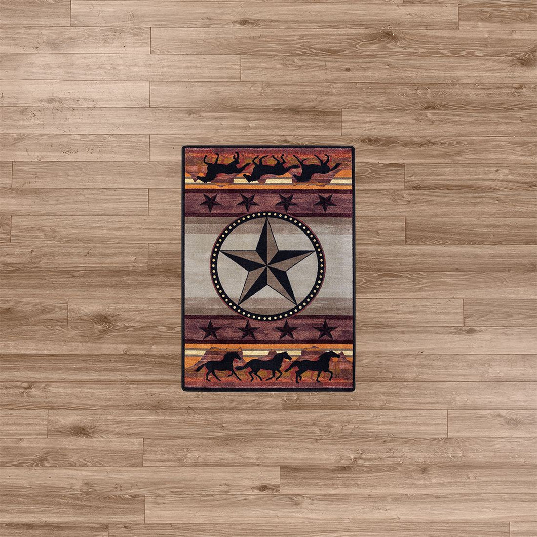 American Dakota Western Night Stampede Rug - Desert