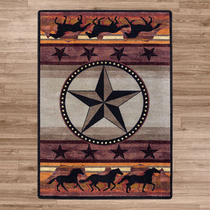 American Dakota Western Night Stampede Rug - Desert