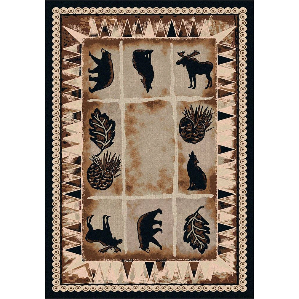 American Dakota Cabin Northern Wildlife Rug - Brown