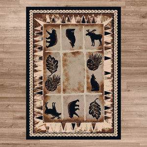 American Dakota Cabin Northern Wildlife Rug - Brown
