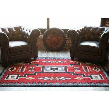 American Dakota Southwest Old Crow Rug - Red