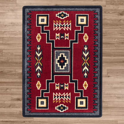 American Dakota Southwest Old Crow Rug - Red
